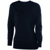 Pull femme col V coupe cintrée en coton et acrylique, 290 g/m²