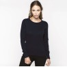 Pull femme col rond coupe cintrée en coton et acrylique, 290 g/m²