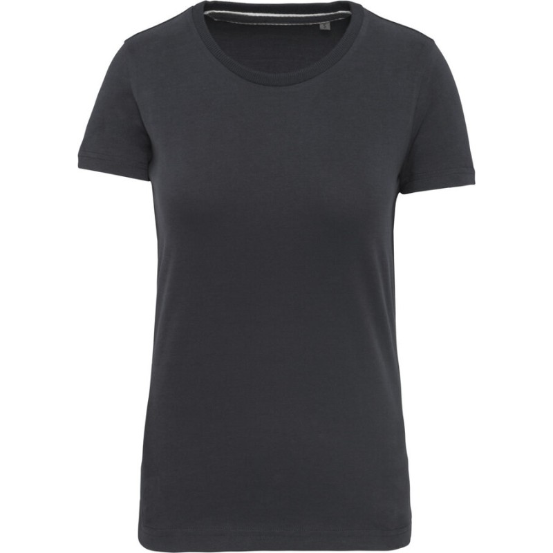 T-shirt femme vintage col rond sans étiquette de marque, 200 g/m²