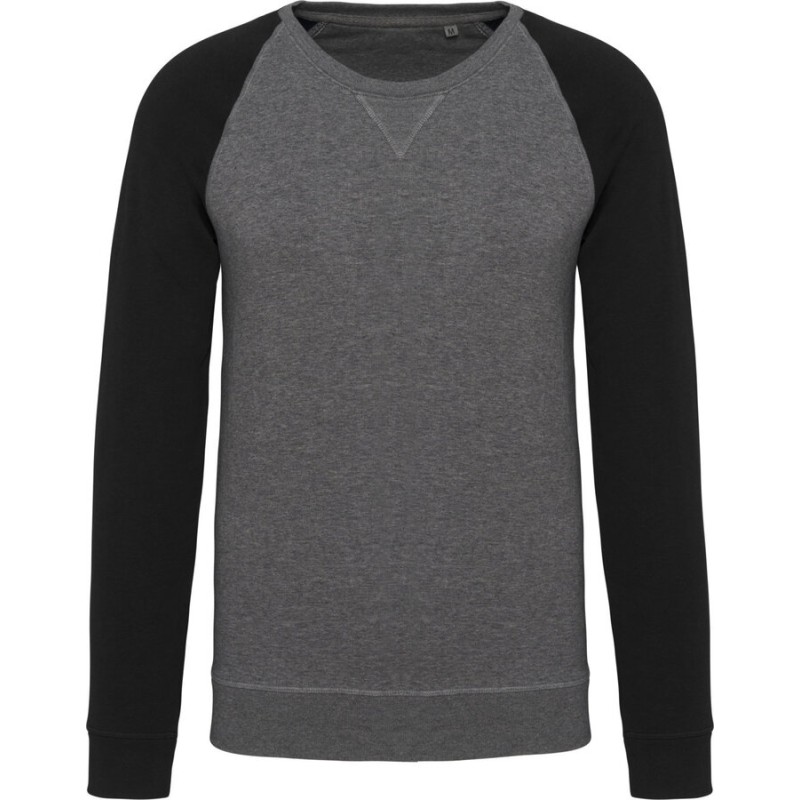 Sweat homme manches raglan BIO sans étiquette de marque, 300 g/m²