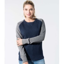 Sweat femme manches raglan BIO sans étiquette de marque, 300 g/m²