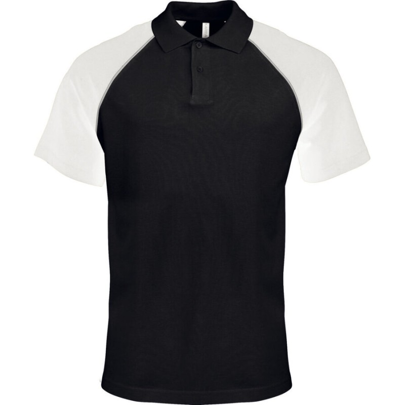 Polo baseball homme avec manches raglan contrastées, 200 g/m²