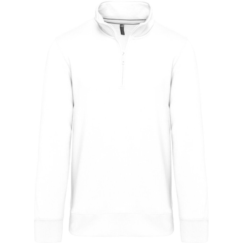 Sweat col 1/4 zip en molleton gratté lavable à 60°C, 300 g/m²