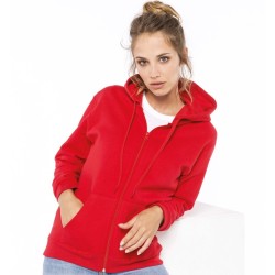 Sweat-shirt zippé en molleton gratté, manches montées, 280 g/m²