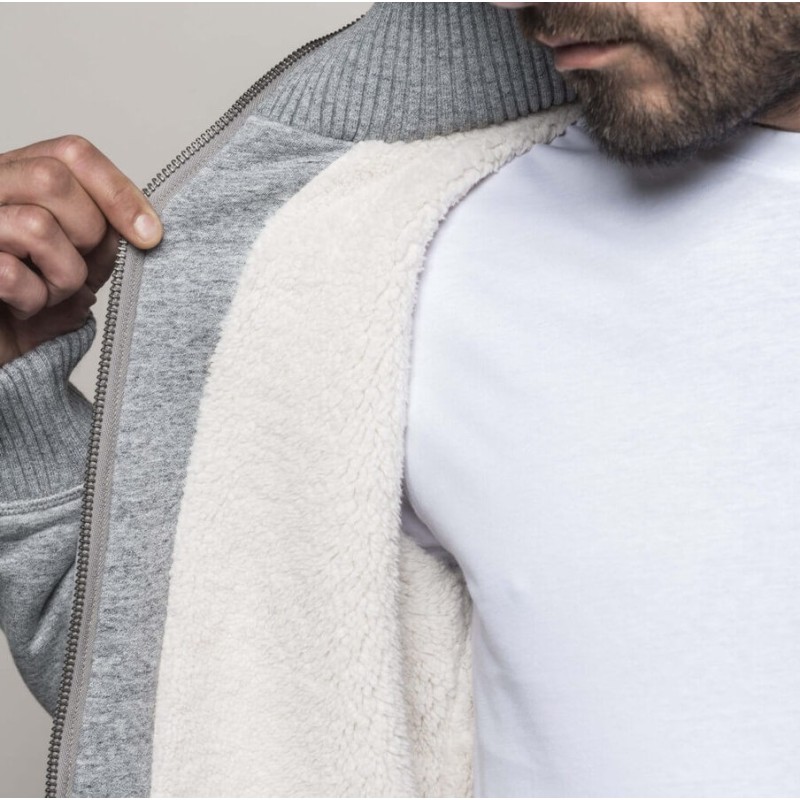 Veste vintage molleton doublée sherpa homme sans étiquette de marque