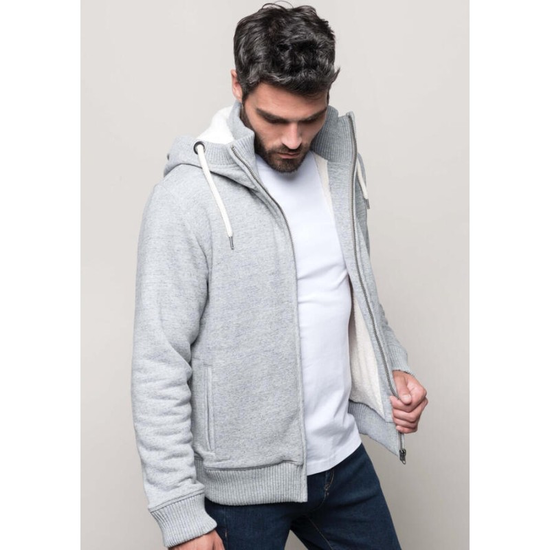 Veste vintage molleton doublée sherpa homme sans étiquette de marque