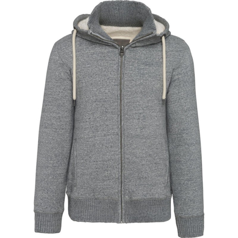 Veste vintage molleton doublée sherpa homme sans étiquette de marque