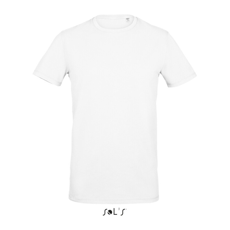 T-shirt stretch homme col rond sans étiquette de marque, 190 g/m²