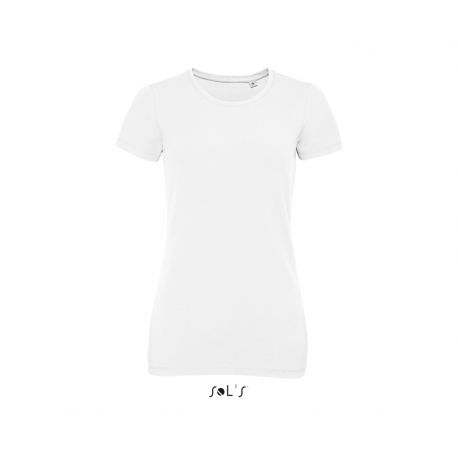 T-shirt stretch femme col rond sans étiquette de marque, 190 g/m²