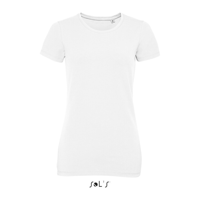 T-shirt stretch femme col rond sans étiquette de marque, 190 g/m²