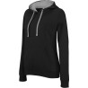 Sweat femme à capuche contrastée en polycoton, 280 g/m²