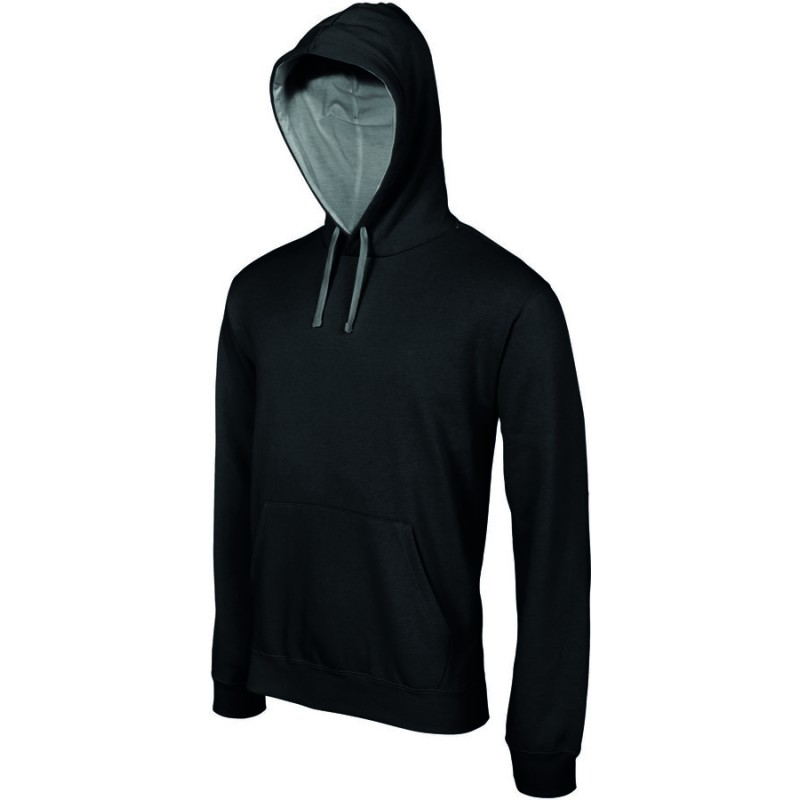 Sweat homme à capuche contrastée en polycoton, 280 g/m²