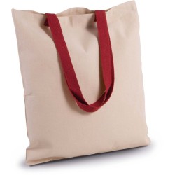 Sac shopping plat en coton avec poignées contrastées, 220 g/m²