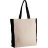 Sac cabas bicolore en coton avec soufflet, 310 g/m²