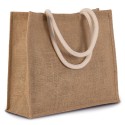Grand sac shopping en toile de jute teinte, fermeture par scratch