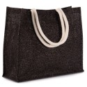 Grand sac shopping en toile de jute teinte, fermeture par scratch