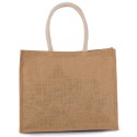 Grand sac shopping en toile de jute teinte, fermeture par scratch