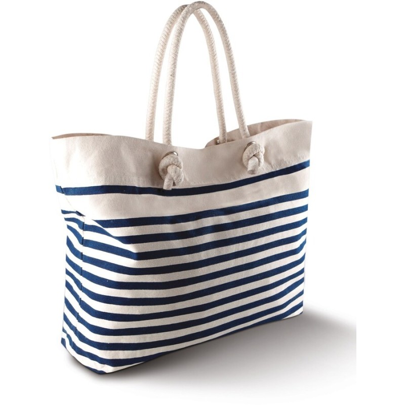 Grand sac de plage style marin, poche intérieure zippée, 310 g/m²