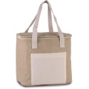 Sac isotherme en jute, intérieur isolant, avec poche extérieure en coton