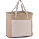 Sac isotherme en jute, intérieur isolant, avec poche extérieure en coton