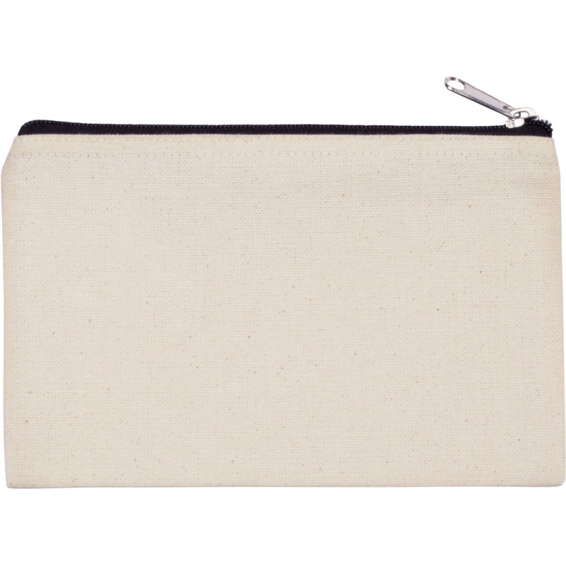 Pochette en coton avec fermeture éclair contrastée, 310 g/m²