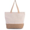 Grand sac shopping bicolore en coton et toile de jute, 500 g/m²