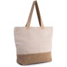 Grand sac shopping bicolore en coton et toile de jute, 500 g/m²