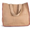 Grand sac en jute avec coutures et anses contrastées, 260 g/m²