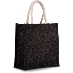 Grand sac cabas en toile de jute avec poignées en coton, 14 litres