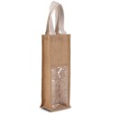 Sac à bouteille en jute avec fenêtre transparente pour une bouteille