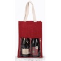 Sac à bouteille en jute avec fenêtre transparente pour deux bouteilles