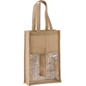 Sac à bouteille en jute avec fenêtre transparente pour deux bouteilles
