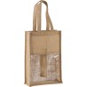 Sac à bouteille en jute avec fenêtre transparente pour deux bouteilles