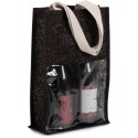 Sac à bouteille en jute avec fenêtre transparente pour deux bouteilles