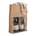 Sac à bouteille en jute avec fenêtre transparente pour deux bouteilles