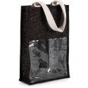 Sac à bouteille en jute avec fenêtre transparente pour deux bouteilles