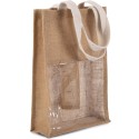 Sac à bouteille en jute avec fenêtre transparente pour deux bouteilles