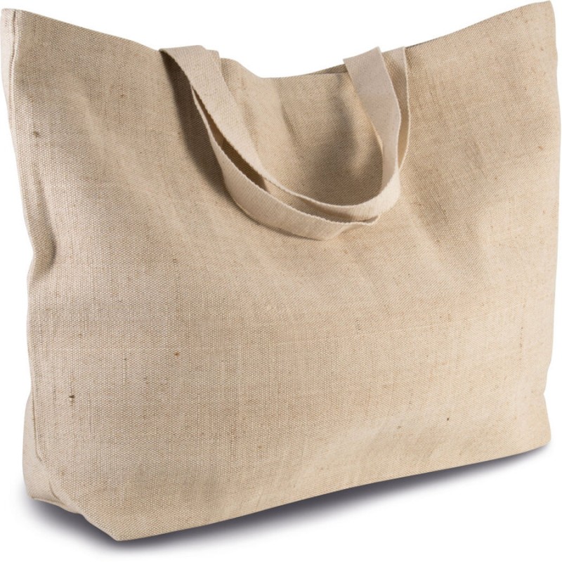 Grand sac de shopping fourre-tout esprit rustique en juco, 500 g/m²