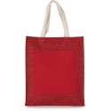 Sac shopping en toile de jute, poche extérieure en coton