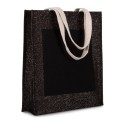 Sac shopping en toile de jute, poche extérieure en coton