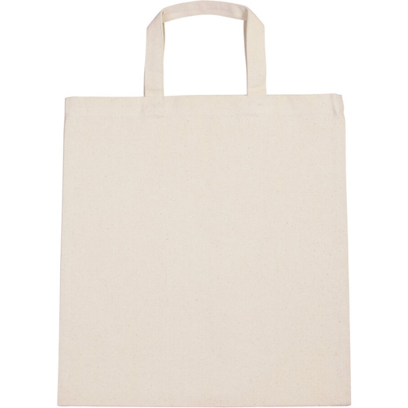 Sac shopping en coton canvas épais, anses courtes, 310 g/m²