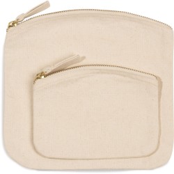 Pochette en coton canvas, fermeture éclair métal, 310 g/m²