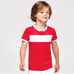 Maillot manches courtes enfant col V à séchage rapide, 135 g/m²