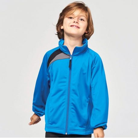 Veste de survêtement enfant zippée tricolore sans capuche, 220 g/m²