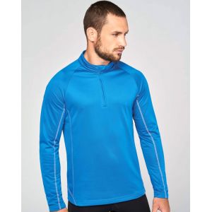 Sweat de running homme col 1/4 zippé manches raglan, 170 g/m²