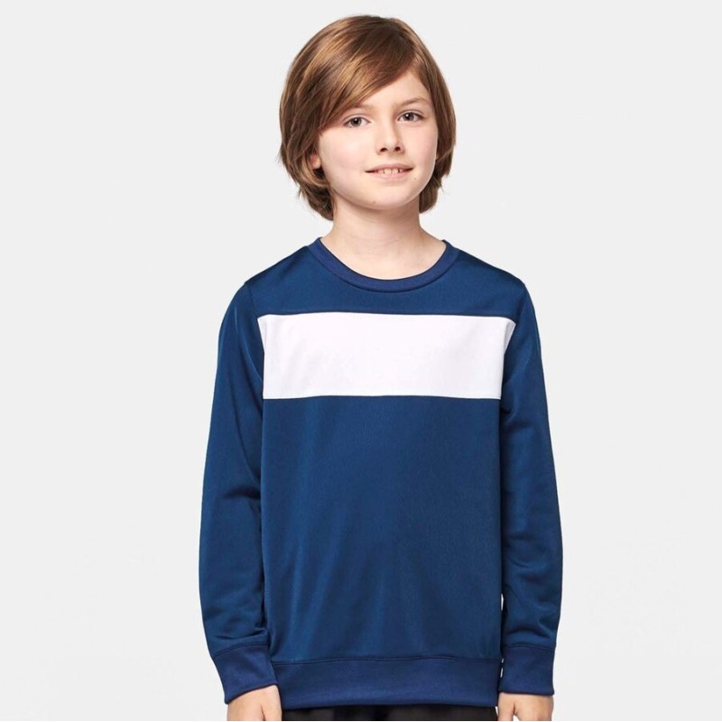 Sweat-shirt de sport enfant avec bande blanche, 210 g/m²