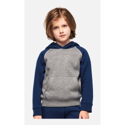 Sweat-shirt de sport enfant à capuche bicolore, 280 g/m²