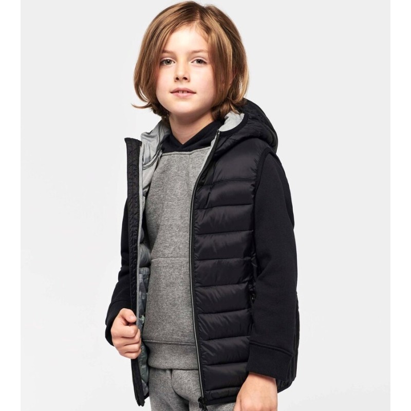 Bodywarmer de sport à capuche enfant chaud et léger