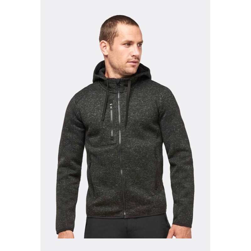  Veste sweat zippée et chinée à capuche pour homme, 345 g/m²