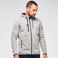  Veste sweat zippée et chinée à capuche pour homme, 345 g/m²